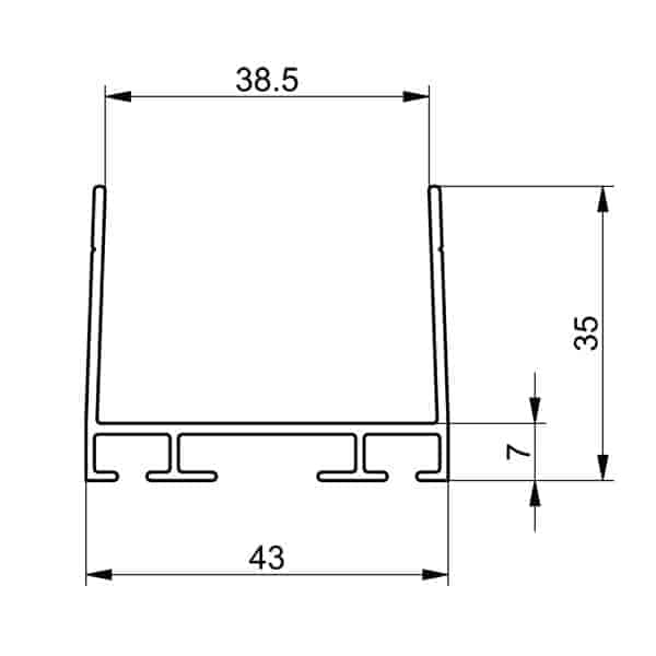 Aluminiowy profil dolny i górny bramy garażowej 40 mm,  L-252 cm, 57-586